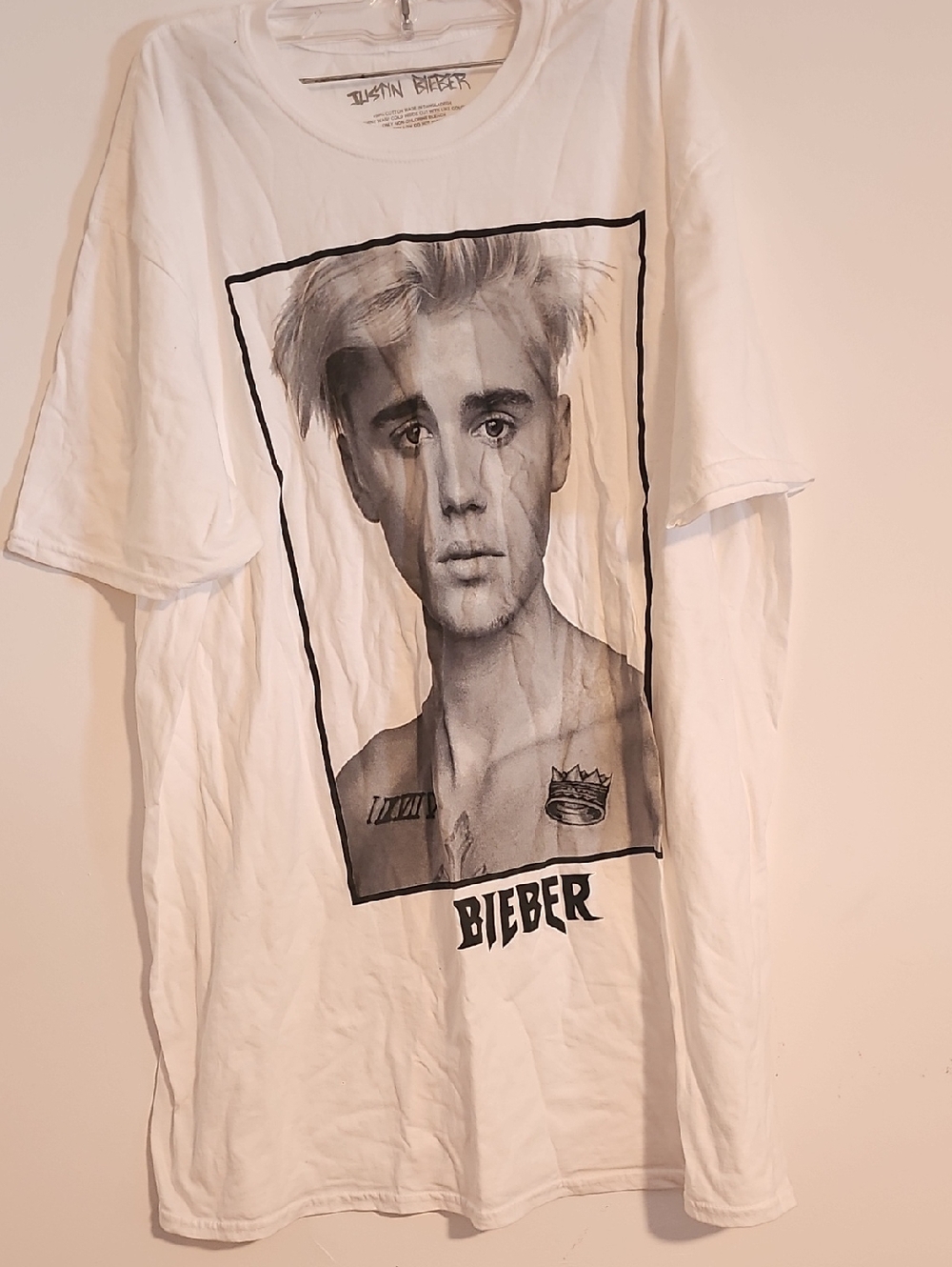 Justin Bieber White Tee with Graphic Portrait